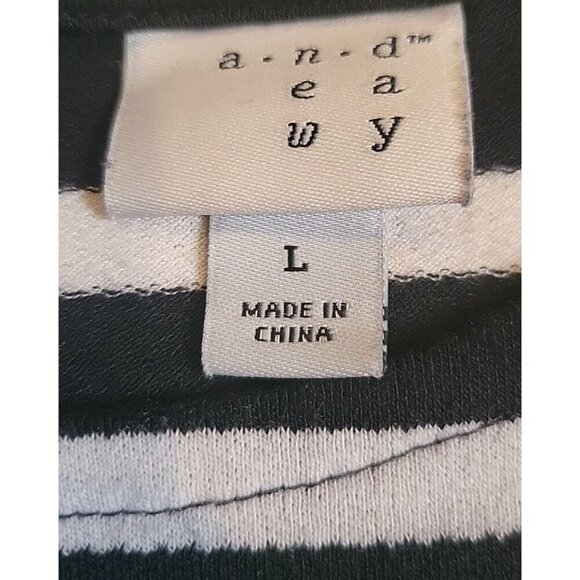 A New Day Womens Black White Striped Sleeveless Tank Dress Large Racerback Beach - Picture 8 of 9